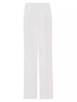 Широкие брюки из шерстяного габардина Saint Laurent, цвет craie