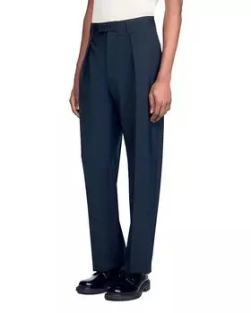 Широкие брюки из шерстяной смеси Sandro, синий