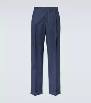 Широкие брюки из шерстяной ткани drill Bottega Veneta, Dark Indigo