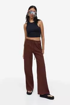 Широкие брюки из смесового льна H&M, коричневый