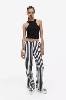 Широкие брюки из смесового льна H&M