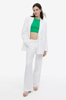 Широкие брюки из смесового льна H&M, белый