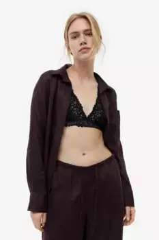 Широкие брюки из смесового льна H&M, коричневый