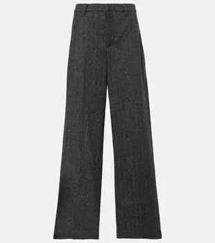 Широкие брюки из смесовой шерсти Brunello Cucinelli, цвет grey+white