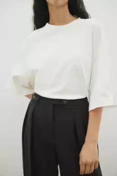 Широкие брюки из смесовой шерсти H&M, черный