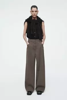 Широкие брюки из смесовой шерсти-regular fit COS, коричневый