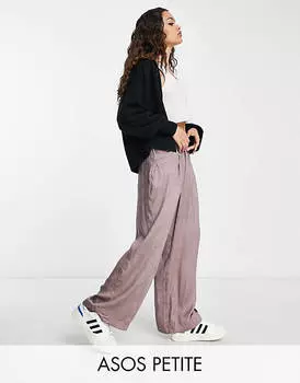 Широкие брюки из стираной норки ASOS DESIGN Petite