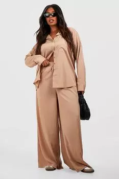 широкие брюки из ткани Boohoo, бежевый