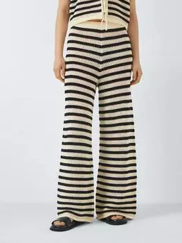 Широкие брюки из трикотажа в полоску John Lewis , цвет Monochrome
