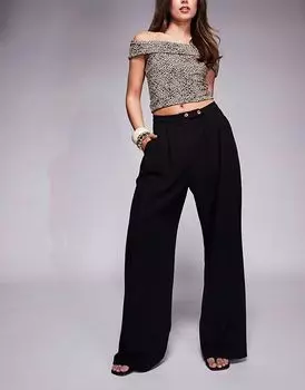 Широкие брюки из трикотажного твила ASOS DESIGN черного цвета