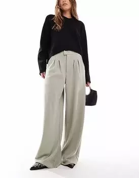 Широкие брюки из трикотажного твила ASOS DESIGN шалфейного цвета