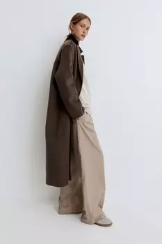 Широкие брюки из твила H&M, бежевый