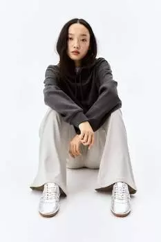 Широкие брюки из твила H&M, бежевый