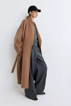 Широкие брюки из твила H&M, серый
