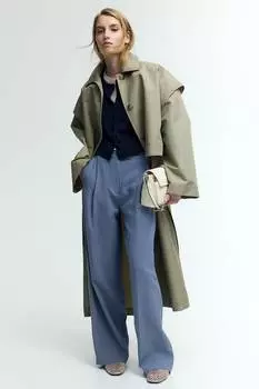 Широкие брюки из твила H&M, синий