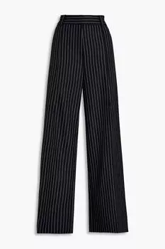 Широкие брюки из твила из смеси шерсти и мохера в тонкую полоску OSCAR DE LA RENTA, синий