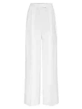 Широкие брюки из твила из вискозы и льна Sartorial Brunello Cucinelli, белый