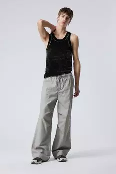 Широкие брюки из твила Weekday, серый