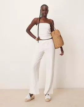 Широкие брюки из вафельной ткани ASOS DESIGN кремового цвета
