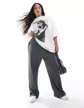 Широкие брюки из вафельной ткани цвета стираного угля - CHARCOAL ASOS