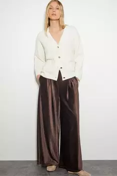 Широкие брюки из велюра Shay rib Monsoon, коричневый