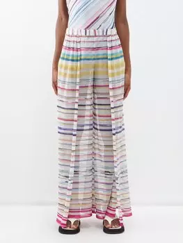 Широкие брюки из вуали в полоску с эластичной талией Missoni, белый
