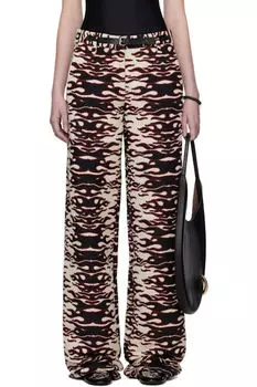 Широкие брюки из жаккарда черного и красного цветов Tory Burch