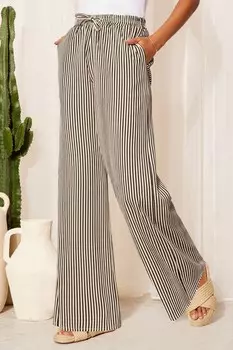 Широкие брюки из жатого джерси с принтом и эластичной резинкой на талии Friends Like These, белый