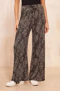 Широкие брюки из жатого трикотажа с принтом и эластичной талией Friends Like These, коричневый