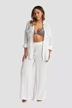 Широкие брюки из жатой вискозы South Beach, белый