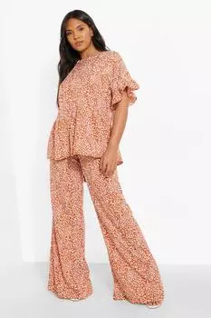 широкие брюки из животной ткани Boohoo, коричневый