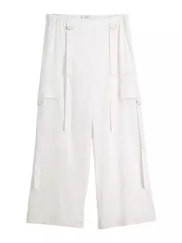 Широкие брюки-карго Bershka, белый