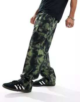 Широкие брюки карго цвета хаки с камуфляжным принтом ASOS DESIGN