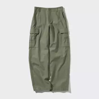 Широкие брюки-карго (длинные) UNIQLO, оливково-зеленый