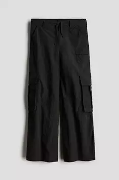 Широкие брюки-карго H&M, черный