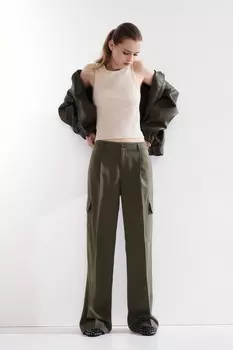 Широкие брюки-карго H&M, хаки