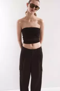 Широкие брюки-карго H&M, коричневый
