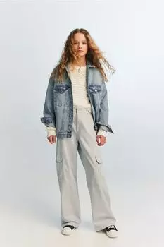 Широкие брюки-карго H&M, серый