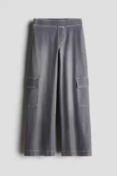 Широкие брюки-карго H&M, серый