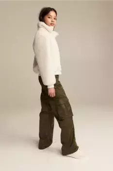 Широкие брюки-карго H&M, зеленый