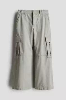 Широкие брюки-карго H&M, зеленый