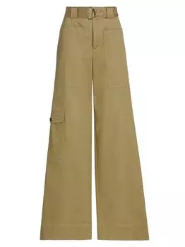 Широкие брюки карго из хлопкового твила Proenza Schouler PSWL, зеленый