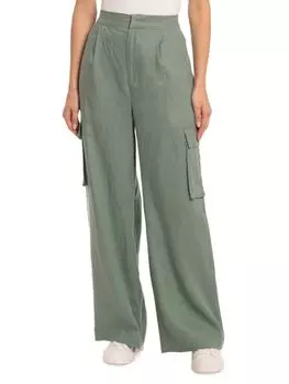 Широкие брюки карго из смесового льна Avec Les Filles, темно-зеленый