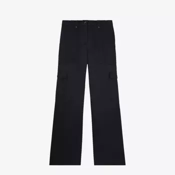 Широкие брюки карго из смесового льна с эластичной талией The Kooples, черный