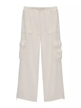 Широкие брюки-карго Pull&Bear, экрю