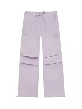 Широкие брюки-карго Pull&Bear, пастельно-фиолетовый
