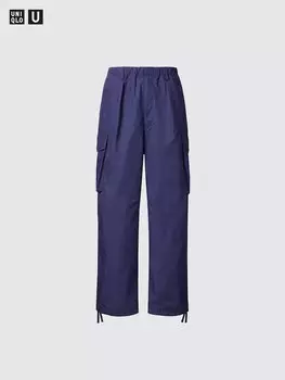 Широкие брюки-карго с парашютом Uniqlo, синий