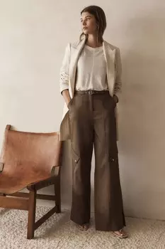 Широкие брюки карго с поясом Next, зеленый