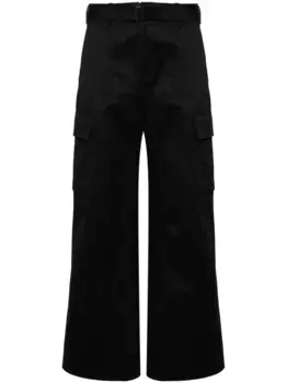 Широкие брюки карго с поясом SACAI, черный