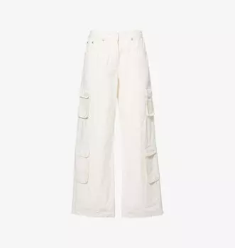 Широкие брюки-карго с высокой посадкой из хлопка Fender с несколькими карманами Represent, белый